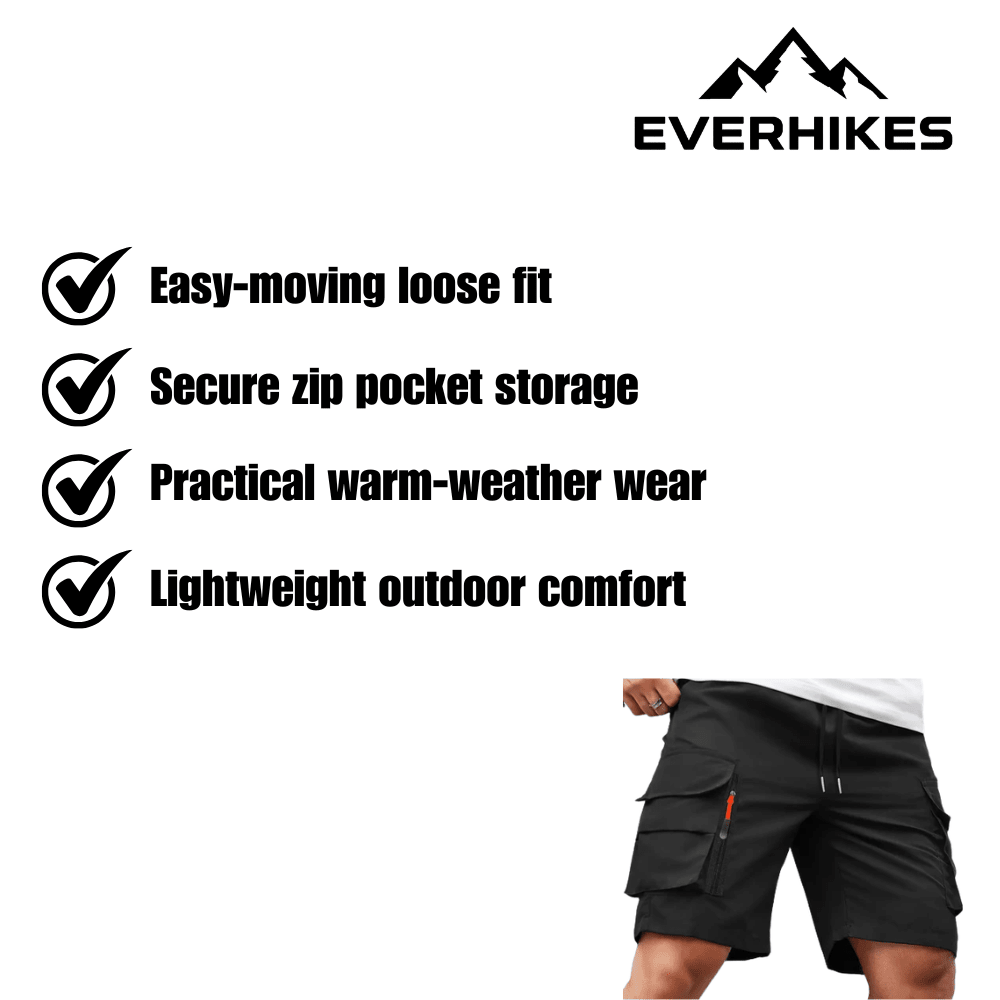 Cargo Shorts, Lightweight Zip - Pocket Hiking Shorts | Everhikes - Evercrest Outdoors