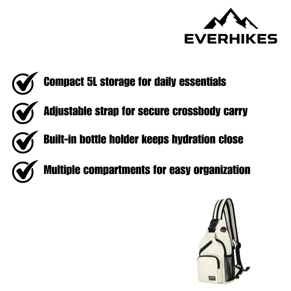 Crossbody Bag – Lightweight 5L Multi - Compartment Sling | Everhikes - Evercrest Outdoors