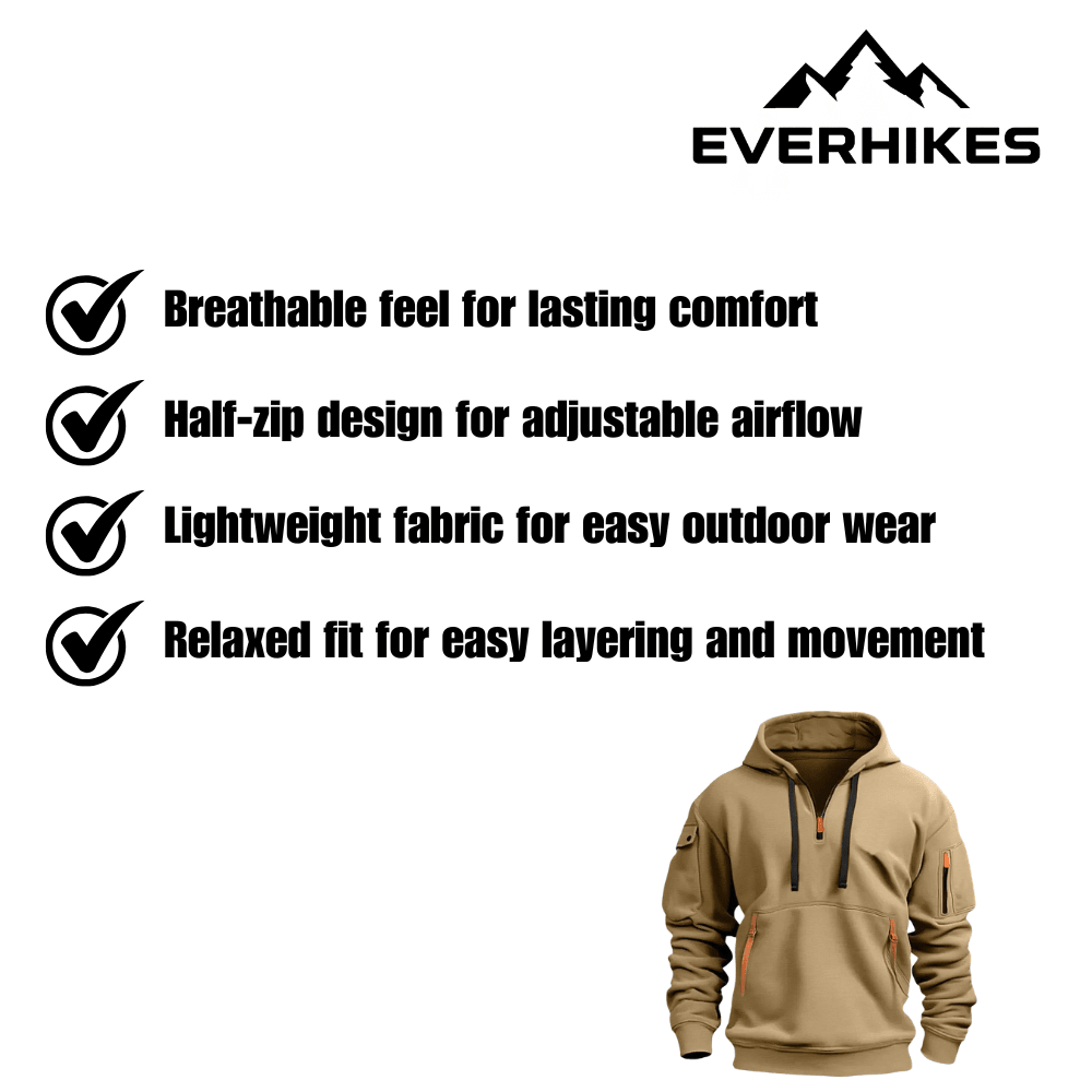 Hiking Hoodie – Lightweight Breathable Half - Zip Layer | Everhikes - Evercrest Outdoors