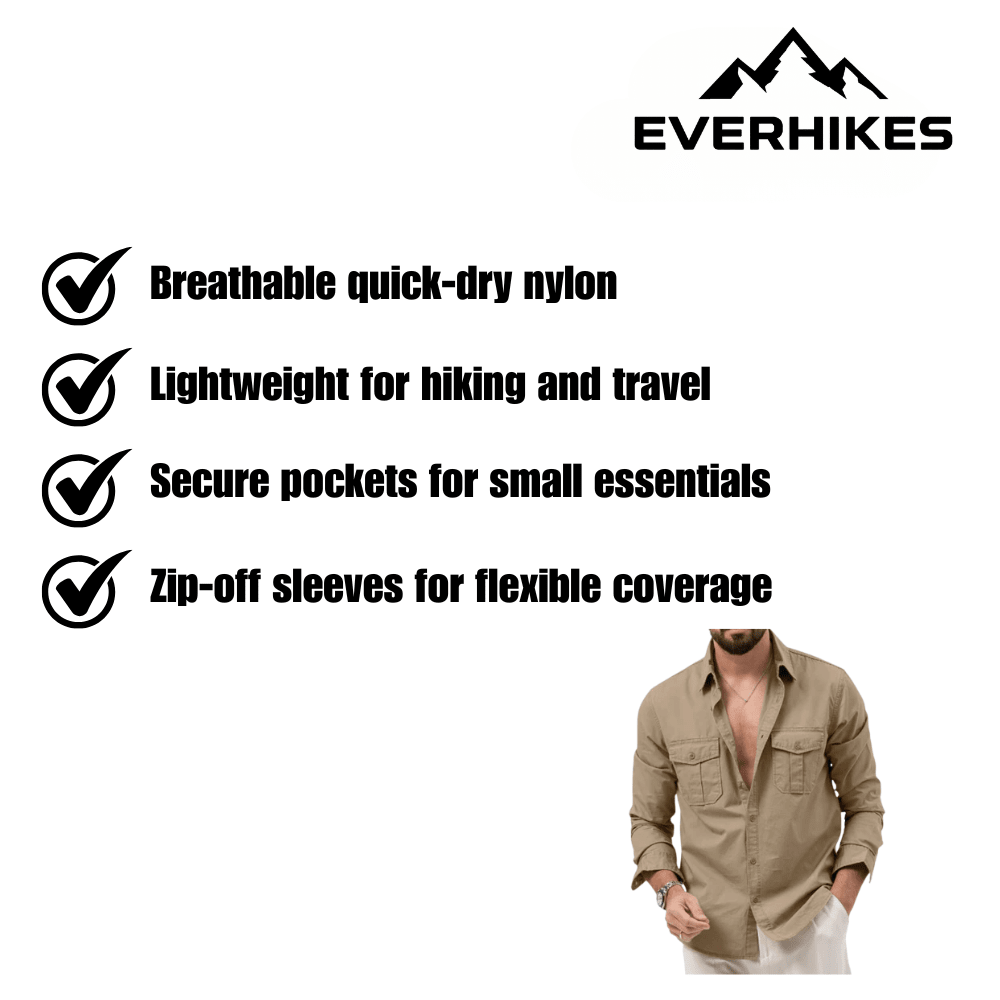 Hiking Shirt – Lightweight Breathable Men’s Convertible Shirt | Everhikes - Evercrest Outdoors