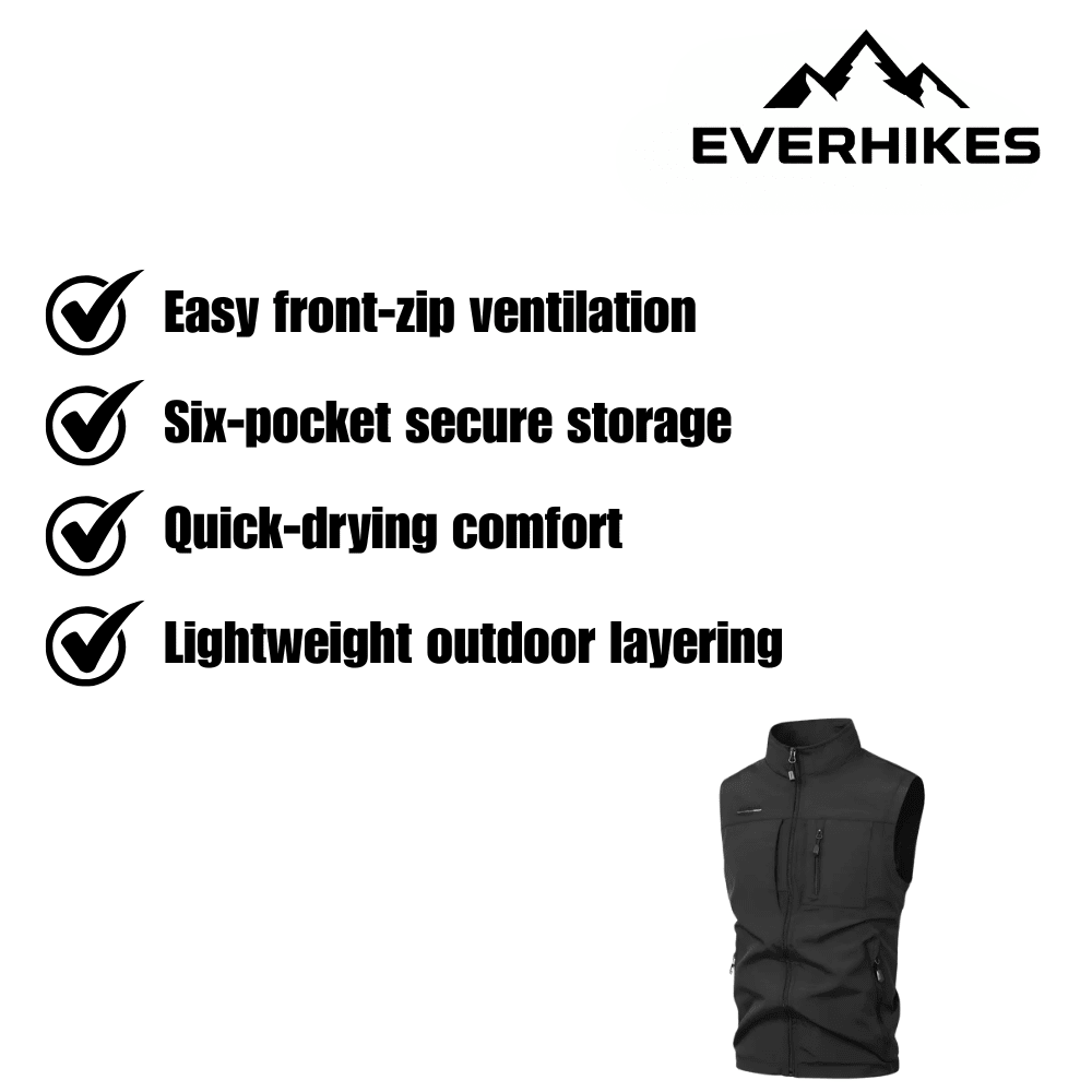 Outdoor Vest for Men, Lightweight Multi - Pocket Hiking Layer | Everhikes - Evercrest Outdoors