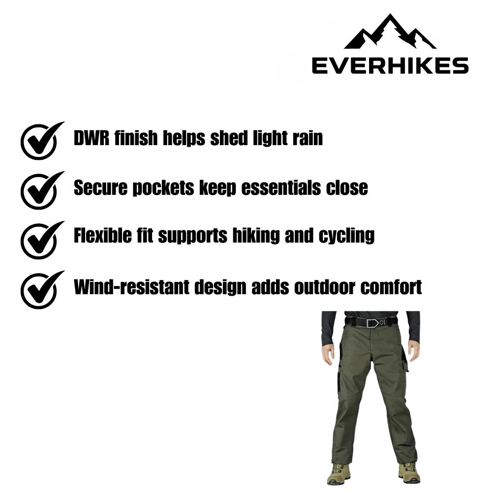 Hiking Pants, Water-Resistant Multi-Pocket Men's Fit | Everhikes