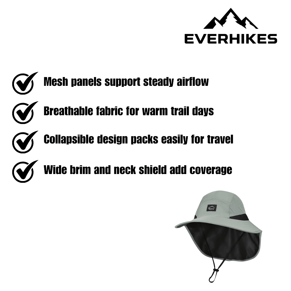 Hiking Hat – Lightweight Breathable Neck Shield Hat | Everhikes - Evercrest Outdoors